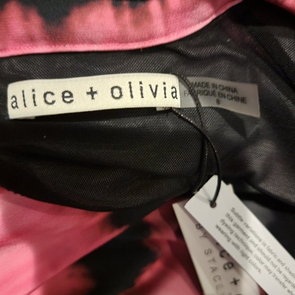 Alice + Olivia Women's Pink Delora Tie Dye Long Sleeve Body-con Dress Size 8 - Picture 12 of 16
